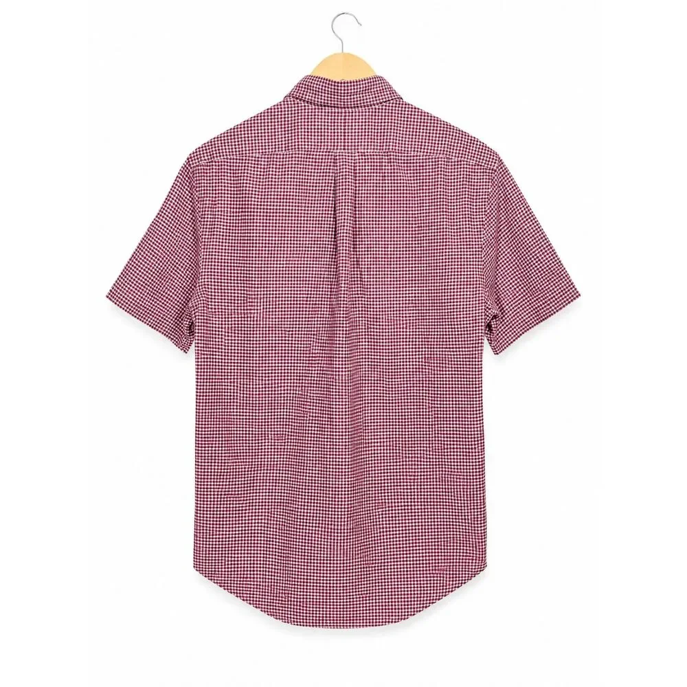 Ralph Lauren Slim Fit Red White Button Down Shirt Men's L Short Sleeve Cotton